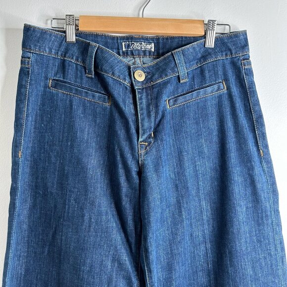 Hudson Jeans Womens Large Blue Wide Leg Trouser Jeans Flap Pockets Denim Flare - Picture 2 of 12